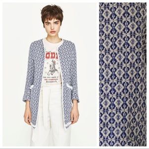 Zara Blue and White Patterned Jacket